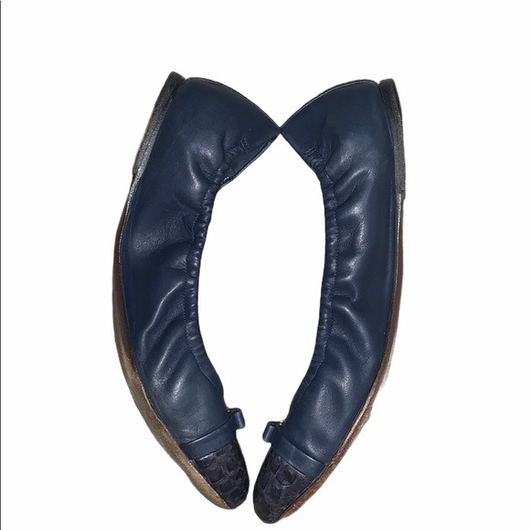 LOUIS VUITTON SNAKESKIN & LEATHER BALLERINA FLATS - Picture 4 of 8